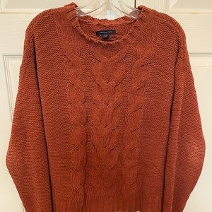 American Eagle Rust Velour Cable Knit Sweater size M